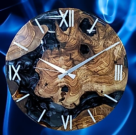 Obsidian Swirl Epoxy Wall Clock