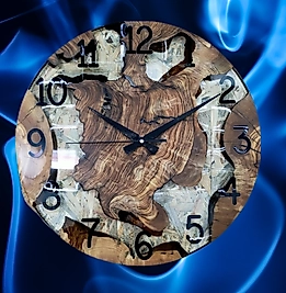 Rustic Harmony Epoxy Wall Clock