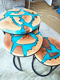 Azure River Epoxy Nesting Tables